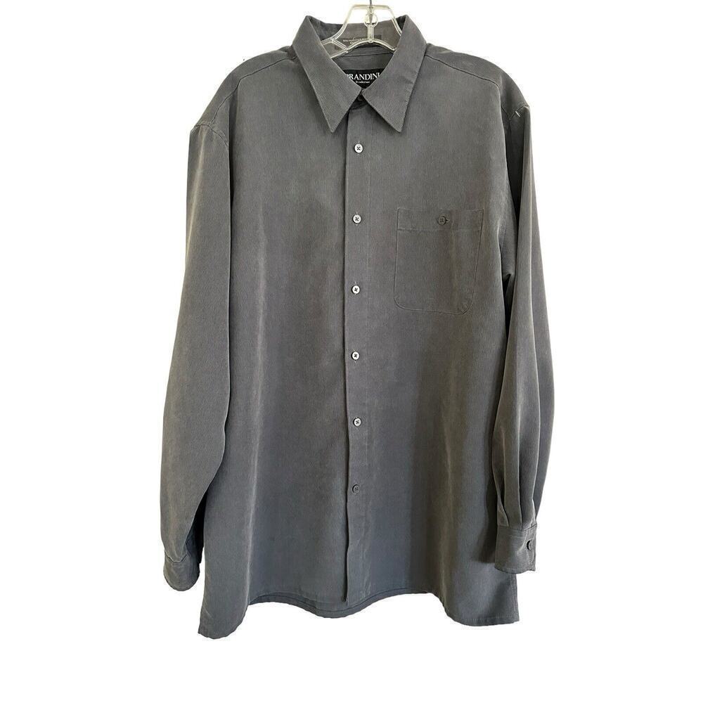 Brandini Mens Button Down Shirt Size Large Gray